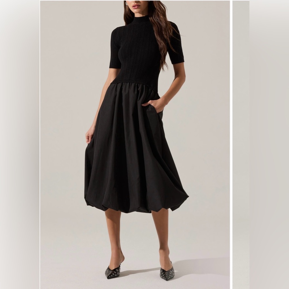 Elegant Black Midi Dress - Picture 6 of 6